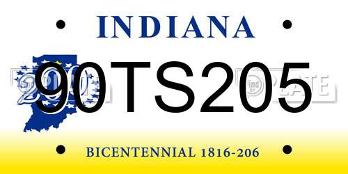 90TS205 Indiana License Plate