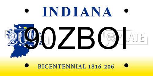 90ZBOI Indiana License Plate