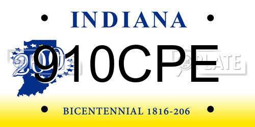 910CPE Indiana License Plate