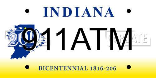 911ATM Indiana License Plate
