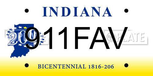 911FAV Indiana License Plate