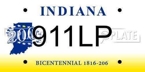 911LP Indiana License Plate