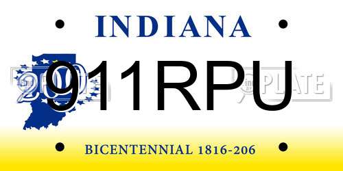 911RPU Indiana License Plate