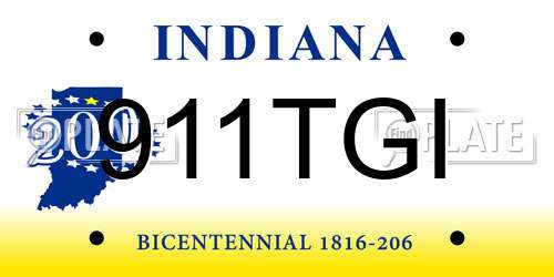 911TGI Indiana License Plate