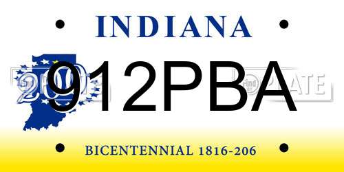 912PBA Indiana License Plate