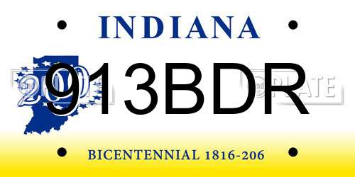 913BDR Indiana License Plate