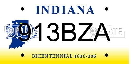 913BZA Indiana License Plate