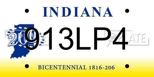 913LP4 Indiana License Plate