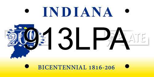 913LPA Indiana License Plate