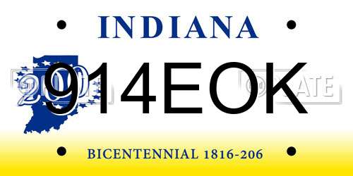 914EOK Indiana License Plate