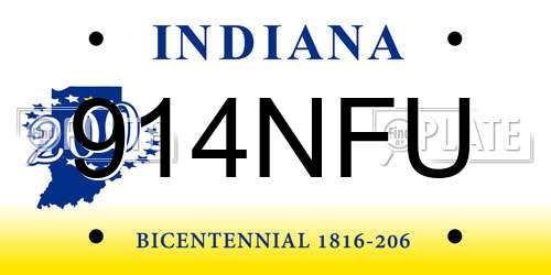 914NFU Indiana License Plate