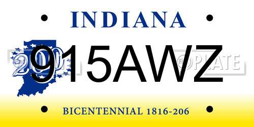 915AWZ Indiana License Plate