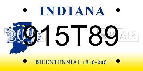 915T89 Indiana License Plate