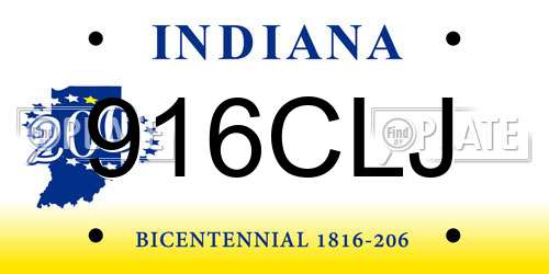916CLJ Indiana License Plate