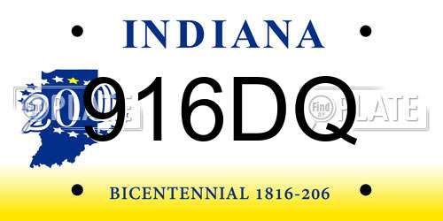 916DQ Indiana License Plate