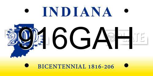 916GAH Indiana License Plate