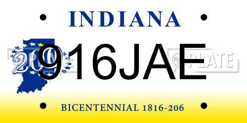 916JAE Indiana License Plate