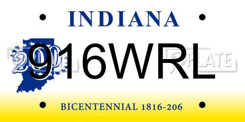 916WRL Indiana License Plate
