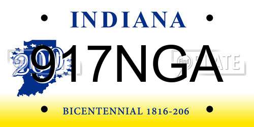 917NGA Indiana License Plate