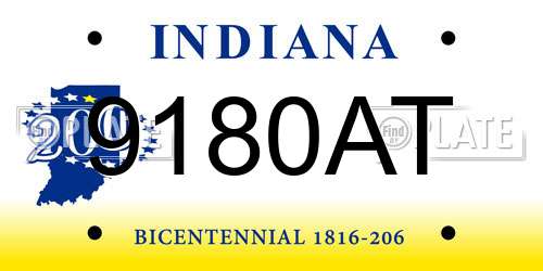 9180AT Indiana License Plate