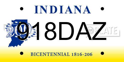 918DAZ Indiana License Plate