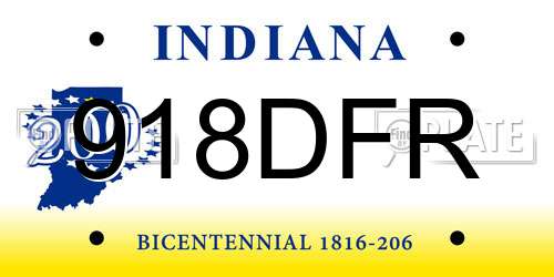 918DFR Indiana License Plate