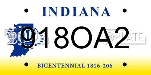 918OA2 Indiana License Plate