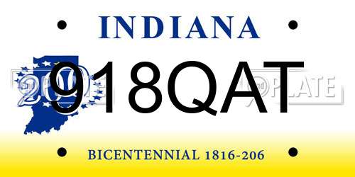 918QAT Indiana License Plate