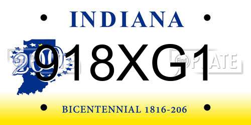 918XG1 Indiana License Plate