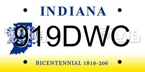 919DWC Indiana License Plate