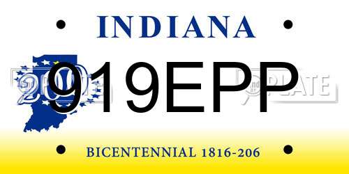 919EPP Indiana License Plate