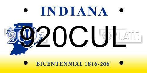 920CUL Indiana License Plate
