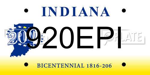 920EPI Indiana License Plate