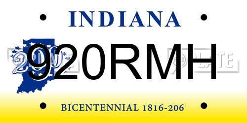 920RMH Indiana License Plate