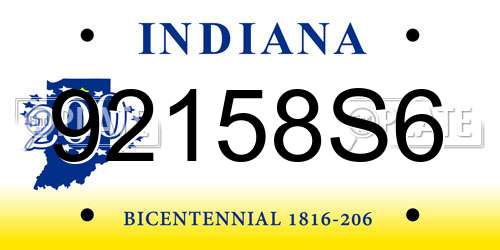 92158S6 Indiana License Plate