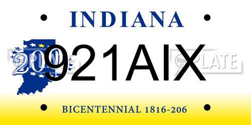 921AIX Indiana License Plate