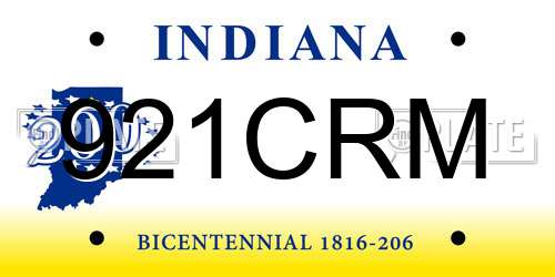 921CRM Indiana License Plate