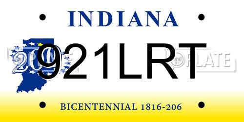 921LRT Indiana License Plate