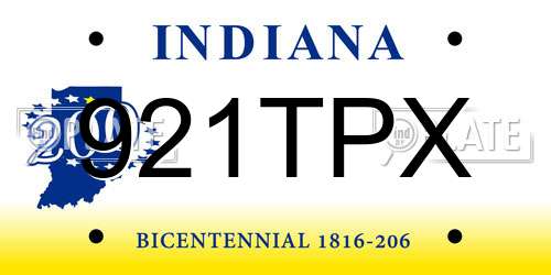 921TPX Indiana License Plate
