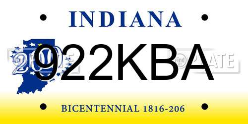 922KBA Indiana License Plate
