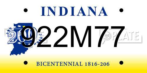 922M77 Indiana License Plate