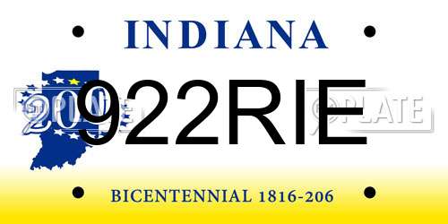 922RIE Indiana License Plate