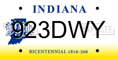 923DWY Indiana License Plate