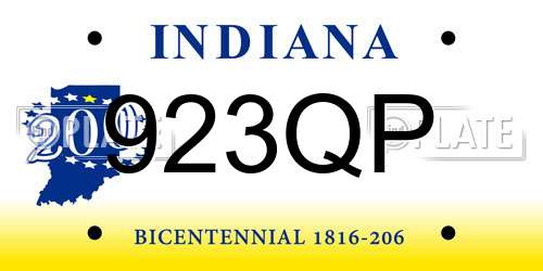 923QP Indiana License Plate