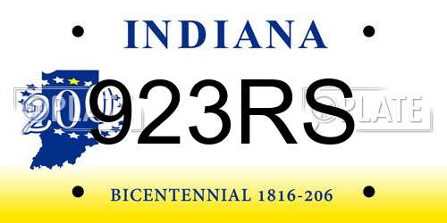 923RS Indiana License Plate