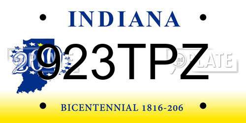923TPZ Indiana License Plate