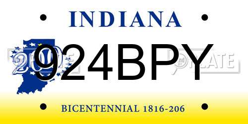924BPY Indiana License Plate