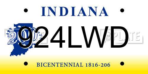 924LWD Indiana License Plate
