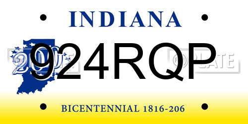 924RQP Indiana License Plate