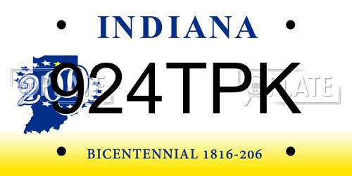 924TPK Indiana License Plate